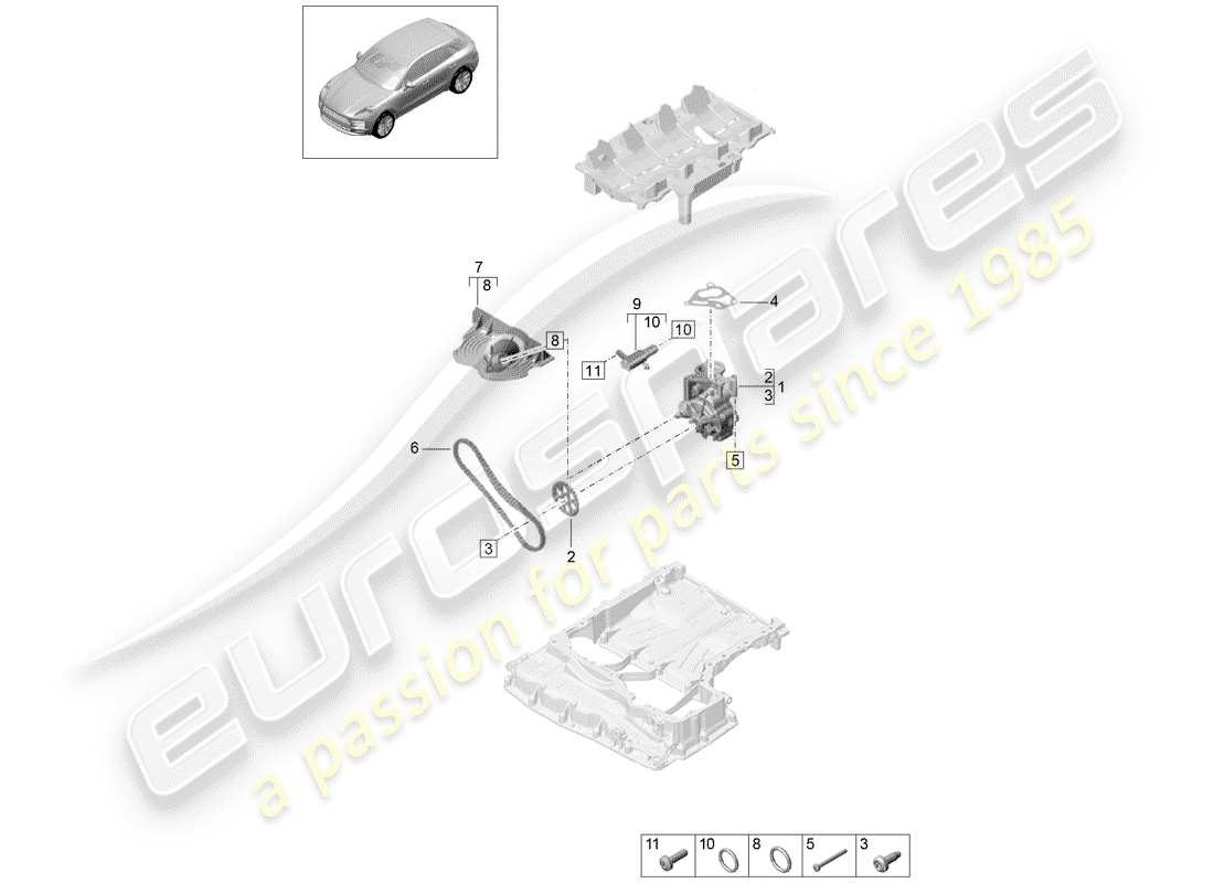 porsche 2019 (macan) pompa dell'olio diagramma delle parti