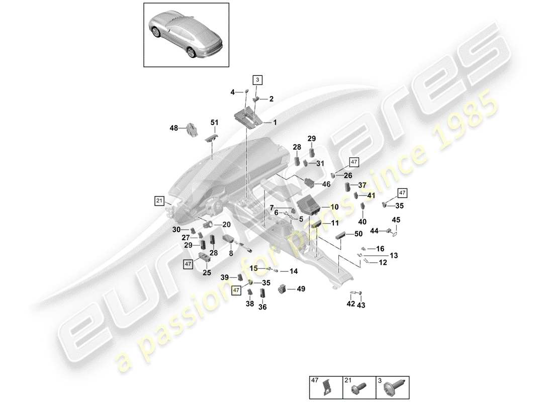 porsche panamera 971 (2017) interruttore multiplo diagramma delle parti