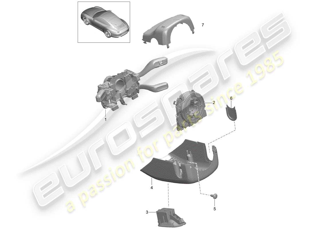 porsche 2014 (991-1) interruttore piantone sterzo diagramma delle parti