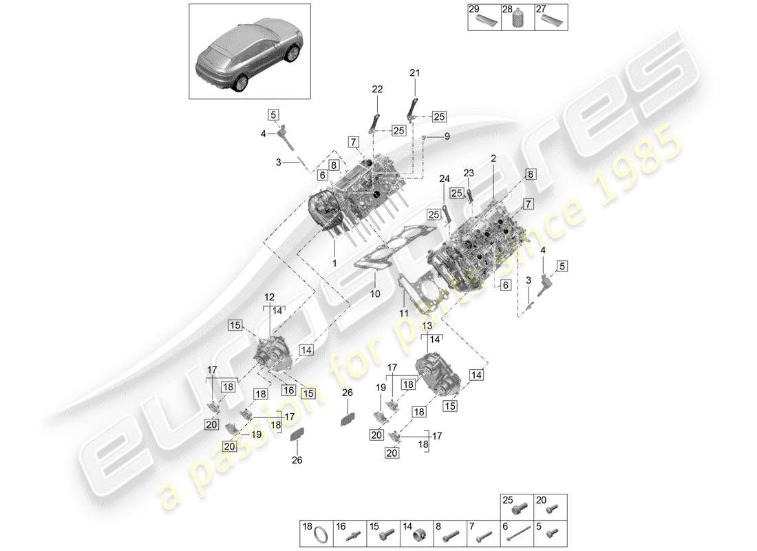 porsche 2019 (macan) testata diagramma delle parti