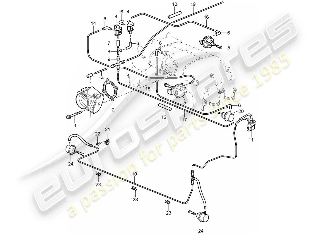 porsche 2008 (997-1 gt3) schema delle parti corpo farfallato