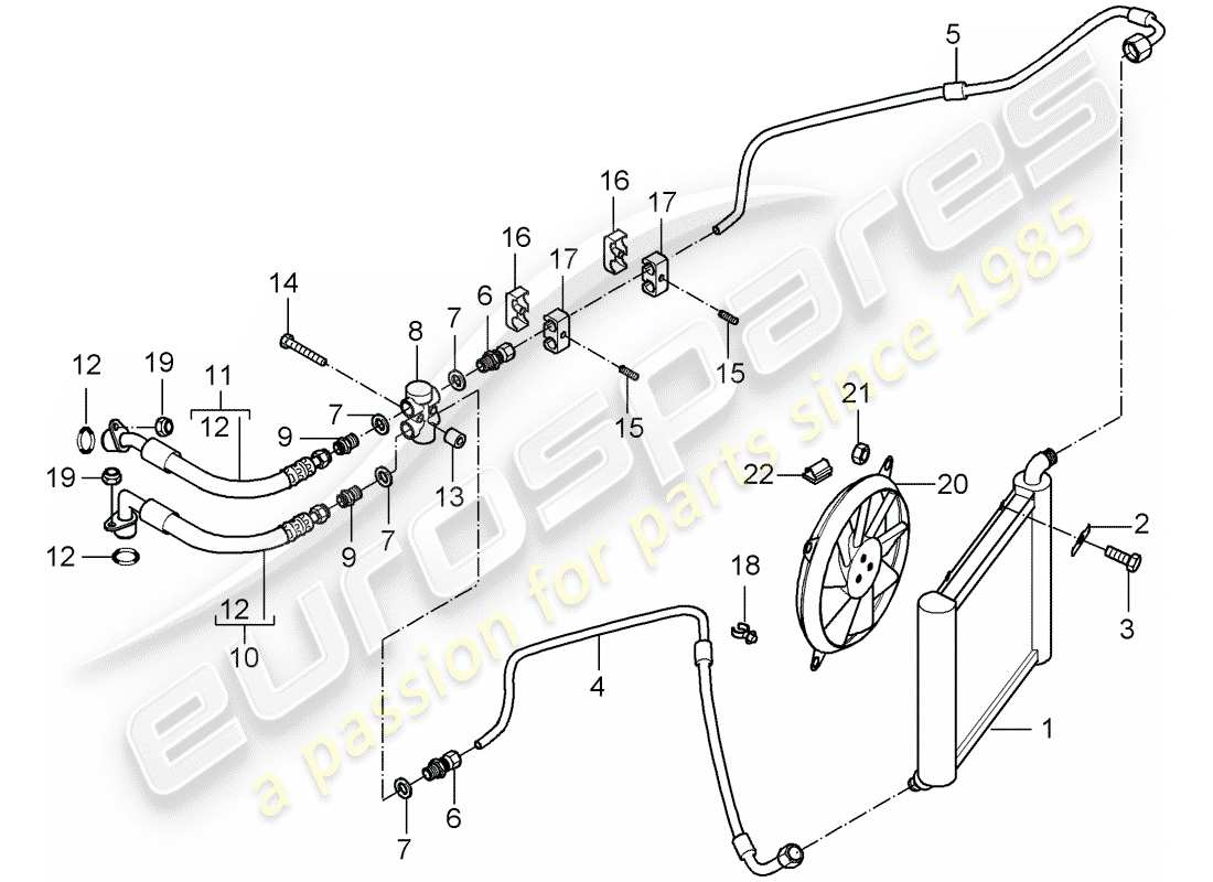 porsche 2004 (carrera gt) raffreddamento olio - linee diagramma delle parti