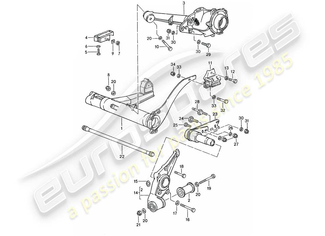 porsche 1995 (968) supporto asse posteriore - asse posteriore sterzante diagramma delle parti