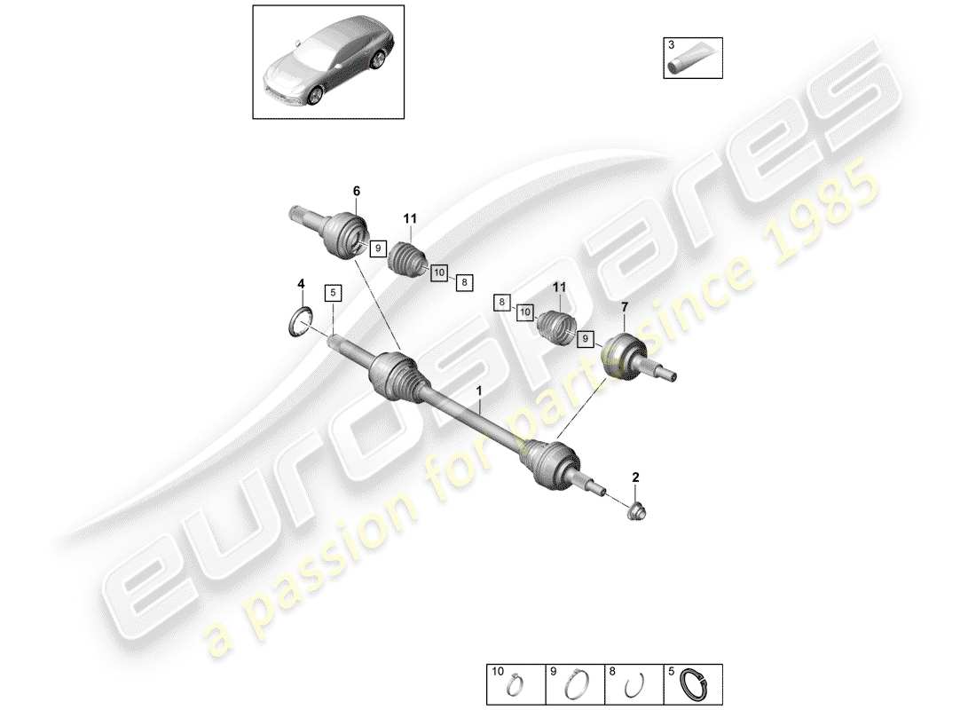 porsche 2020 (panamera 971-1) albero di trasmissione diagramma delle parti