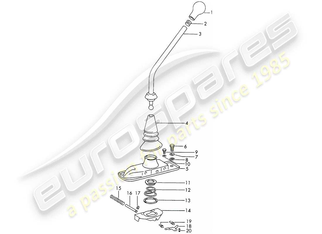 porsche 1973 (911) leva del cambio - controllo della trasmissione - marcia 4th/5th - anno modello - diagramma delle parti -71/72-