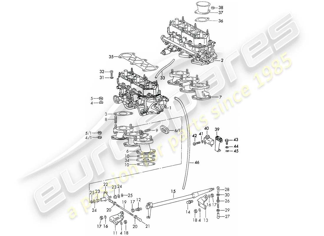 porsche 1973 (911) carburatore - - zenith- schema delle parti