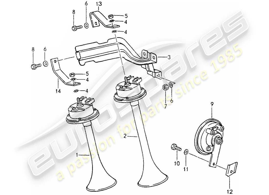 porsche 1990 (964) corno diagramma delle parti