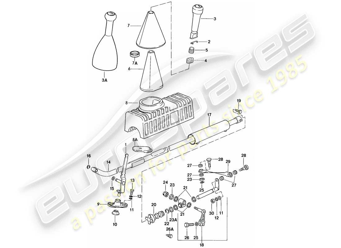 porsche 924s (1988) shift mechanism - for - manual gearbox part diagram