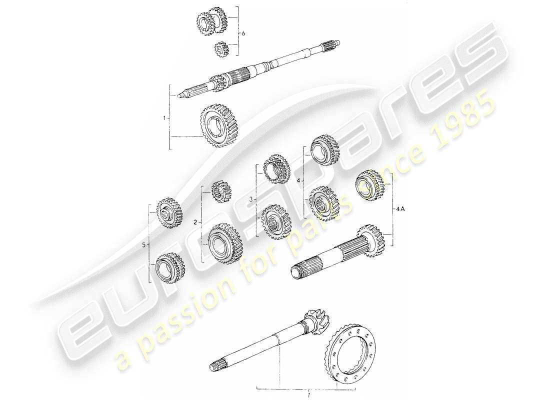 porsche 1990 (964) set di ruote dentate diagramma delle parti