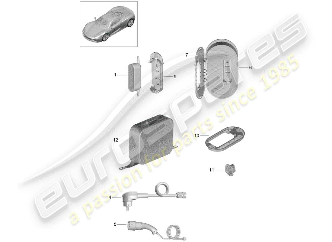 porsche 2015 (918 spyder) stazione di ricarica ca diagramma delle parti