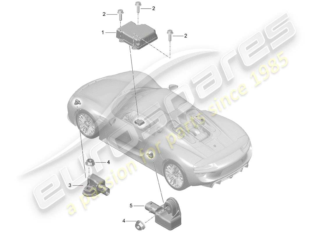 porsche 2015 (918 spyder) modulo di controllo elettronico diagramma delle parti