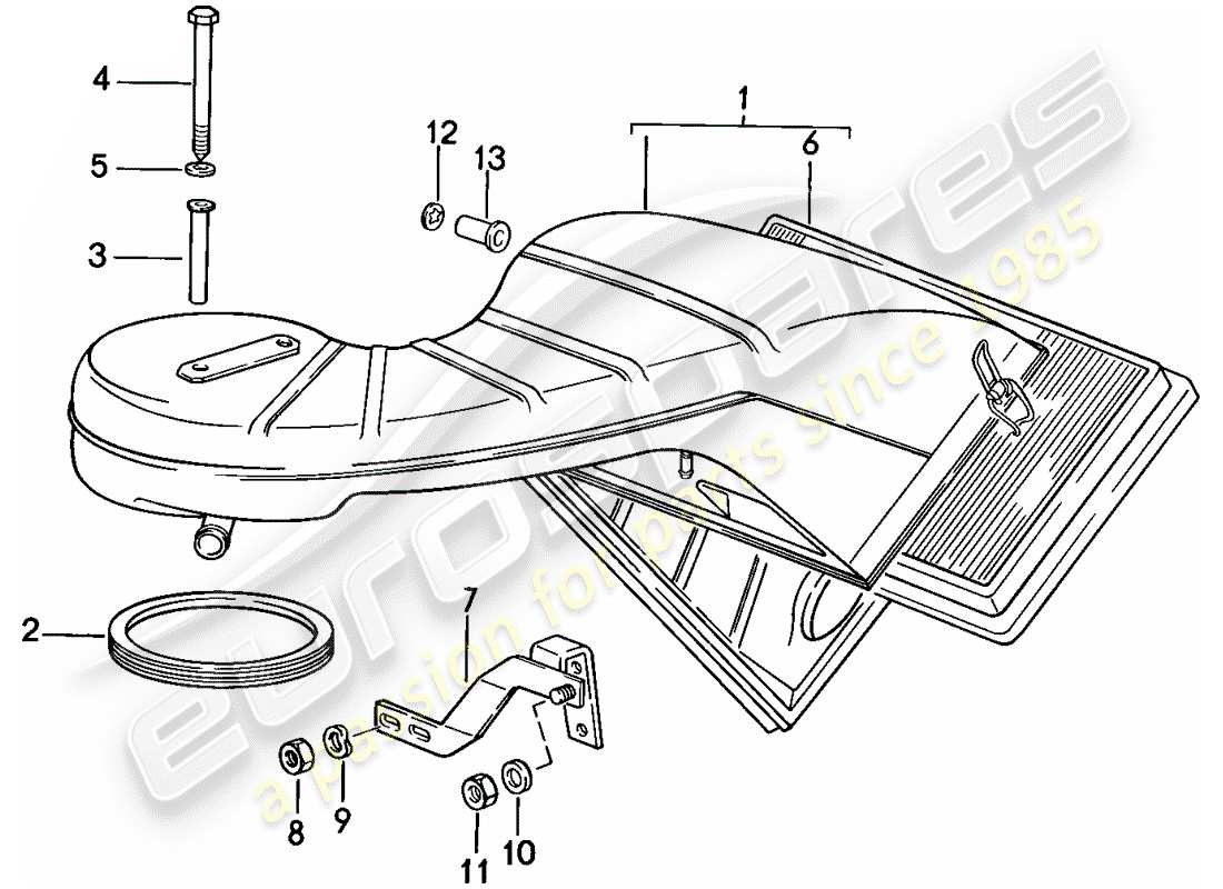 porsche 1987 (911) diagramma delle parti del filtro dell'aria