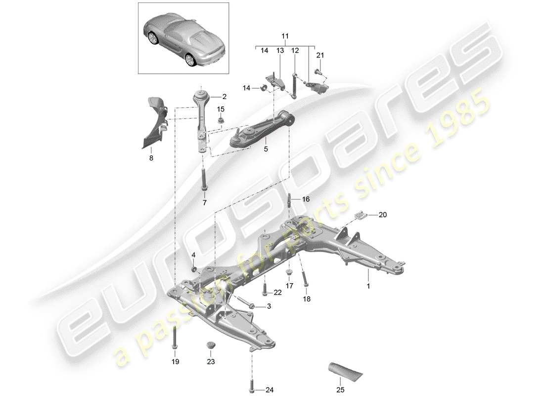 porsche 2016 (981 boxster spyder) diagramma delle parti della traversa