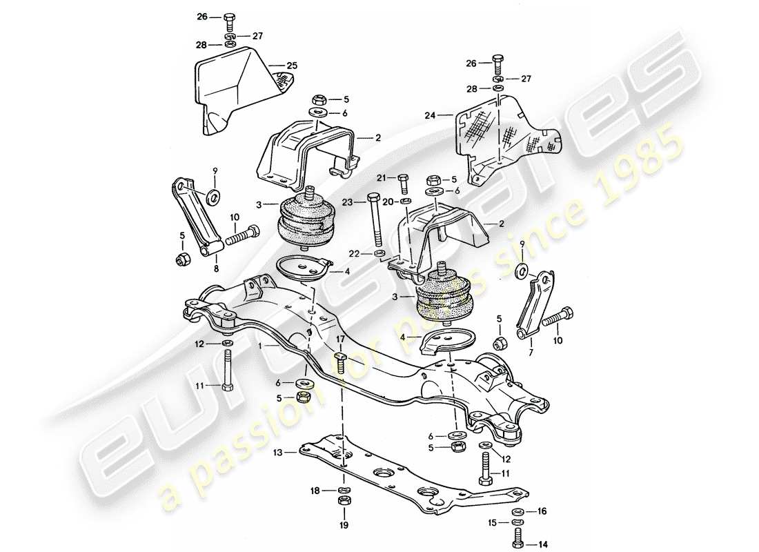 porsche 1994 (928) sospensione del motore diagramma delle parti