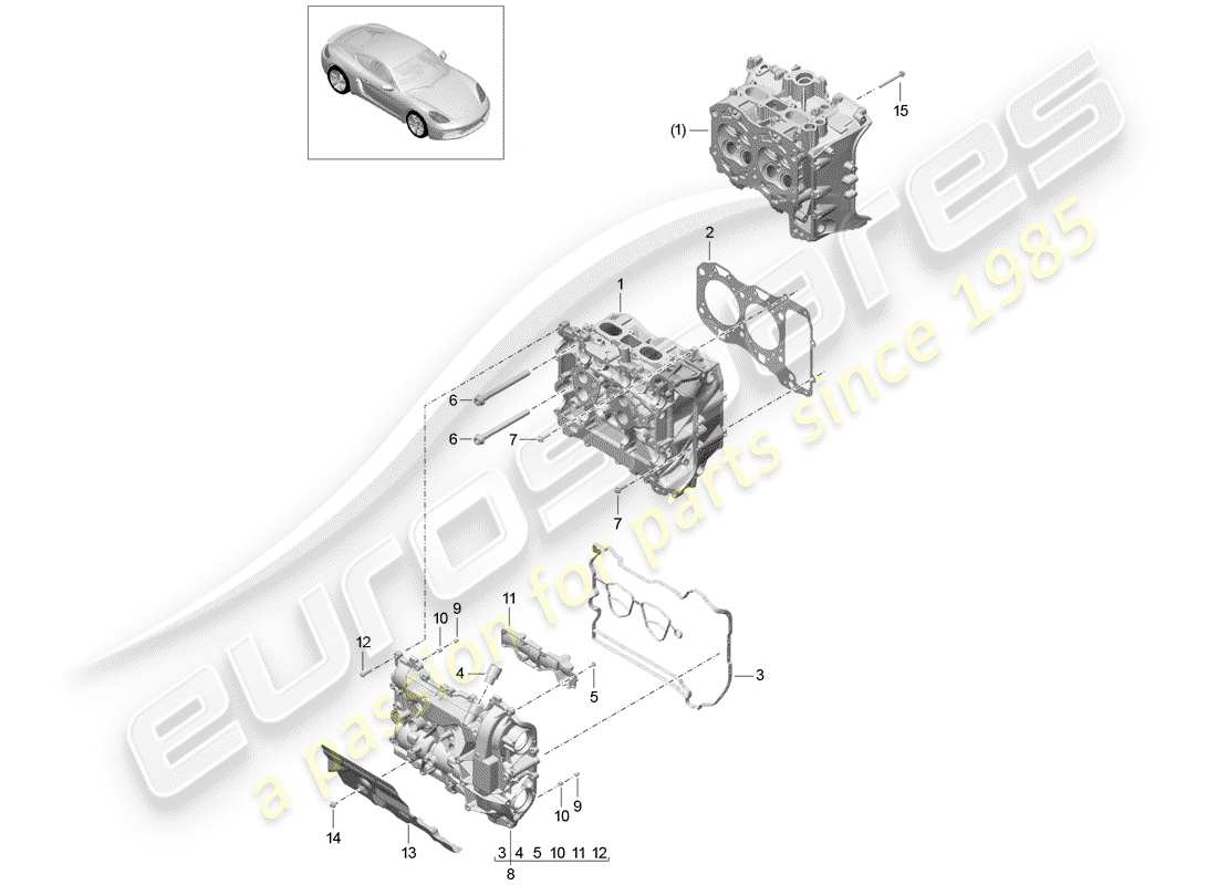 porsche 2017 (718 cayman) schema delle parti della testa cilindro
