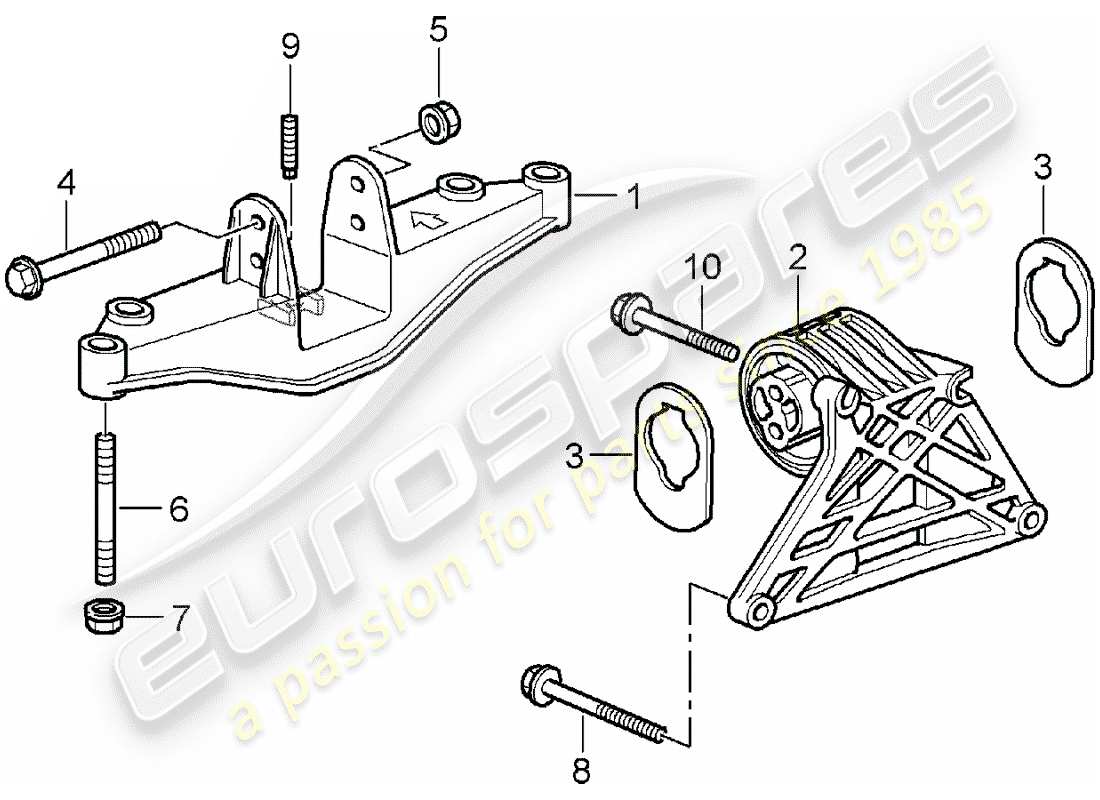 porsche 2007 (987 boxster) sospensione del motore diagramma delle parti
