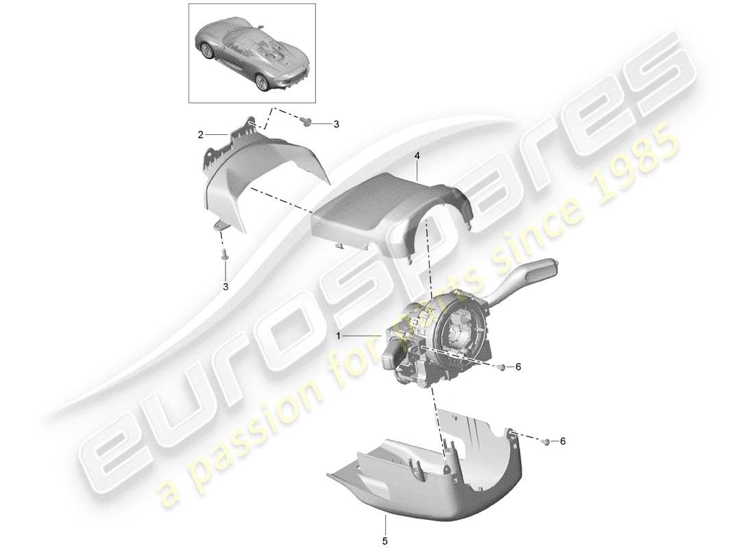 porsche 918 spyder (2015) interruttore piantone dello sterzo schema delle parti