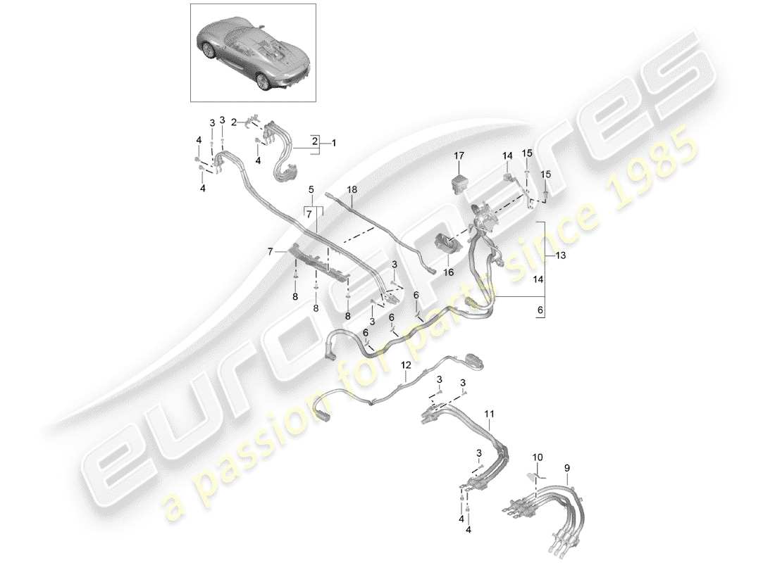 porsche 918 spyder (2015) cablaggi elettrici schema delle parti