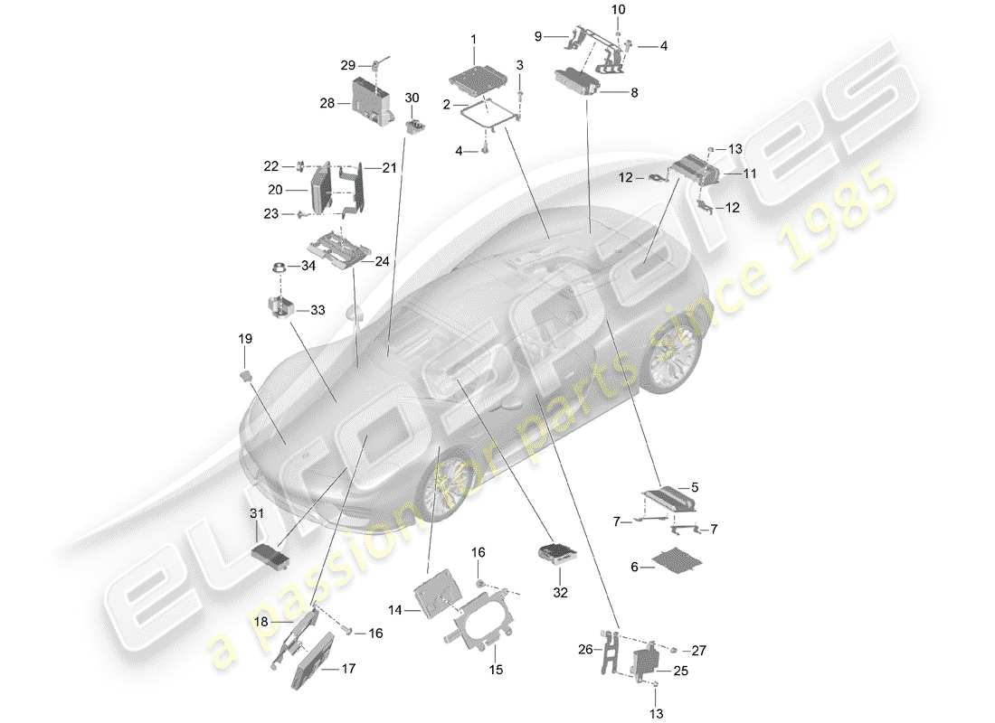 porsche 2015 (918 spyder) unità di controllo schema delle parti