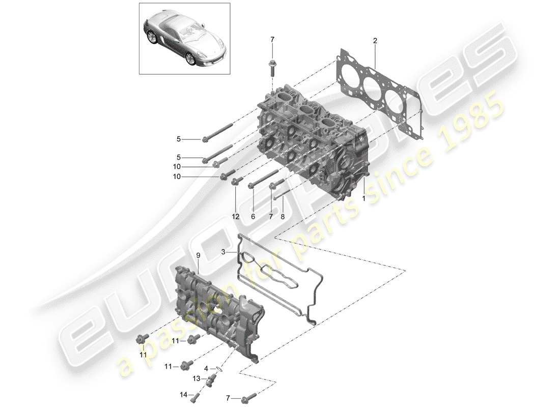 porsche 2015 (981 boxster) schema delle parti della testa cilindro