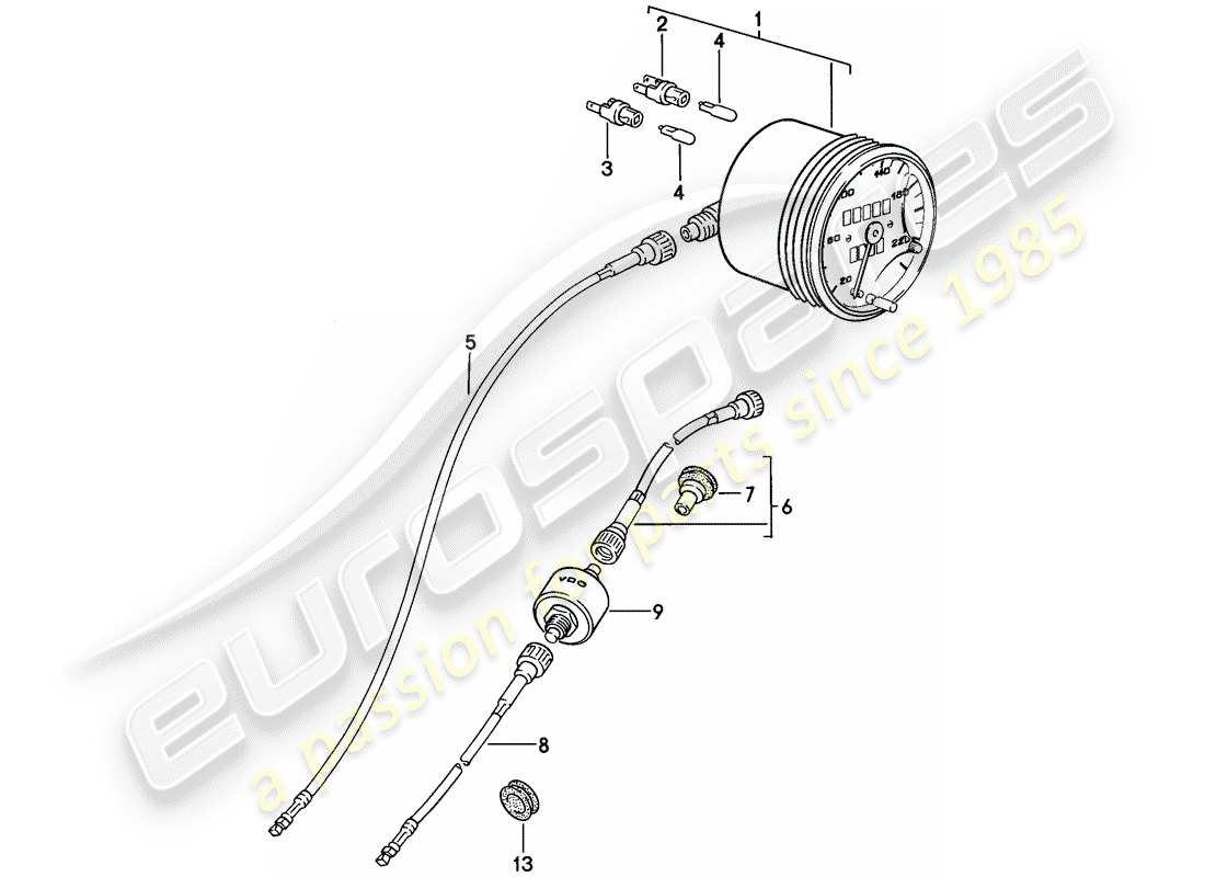 porsche 1979 (924) tachimetro diagramma delle parti