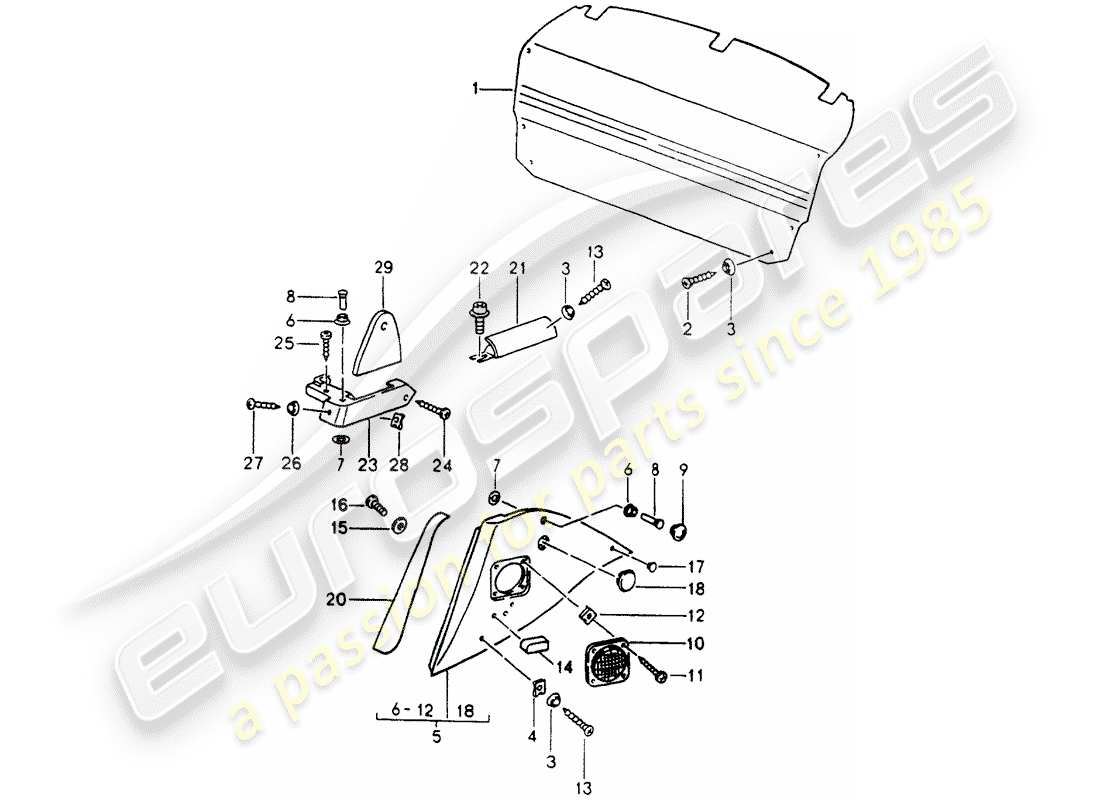 porsche 1990 (964) attrezzature interne diagramma delle parti