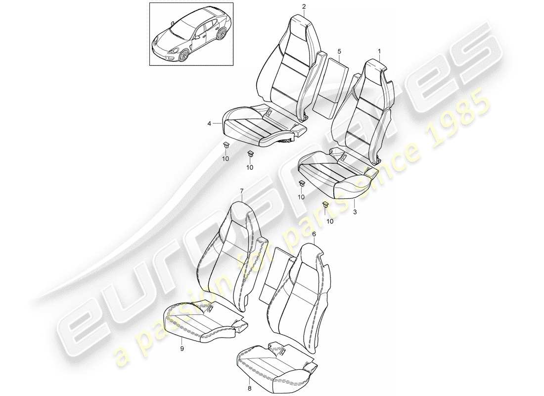 porsche 2011 (panamera 970) copertina diagramma delle parti