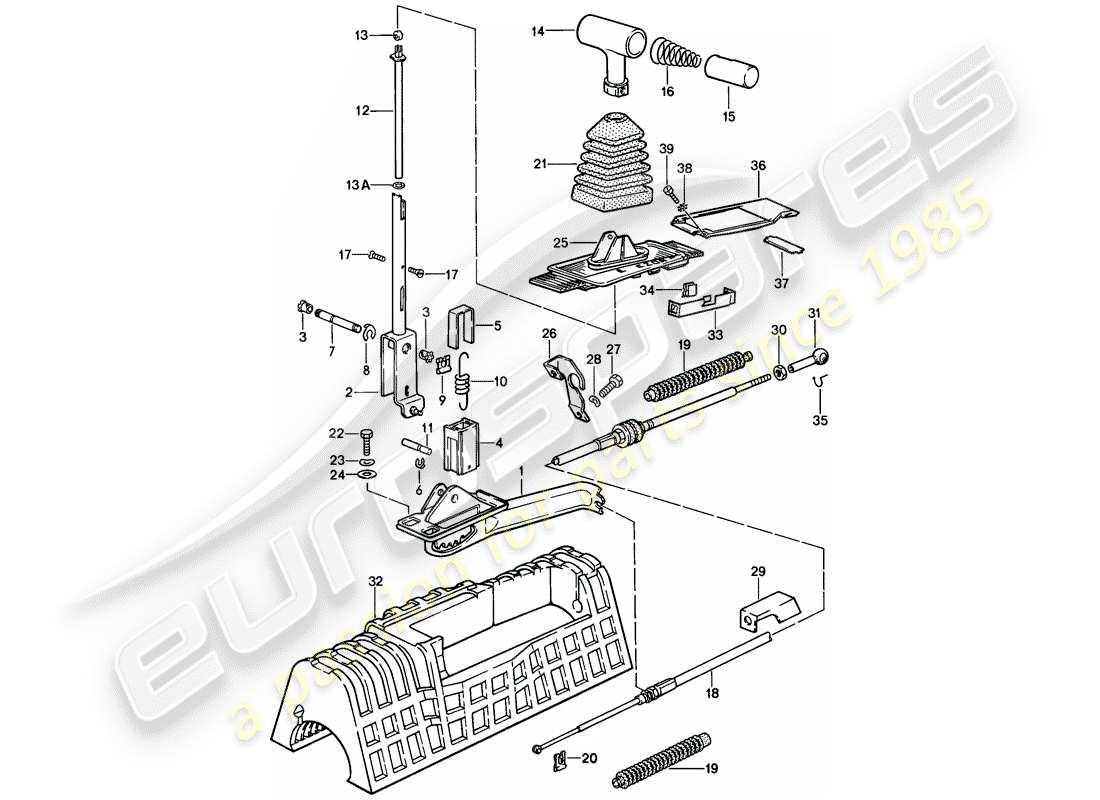 porsche 1982 (928) meccanismo di cambio - cambio automatico diagramma delle parti