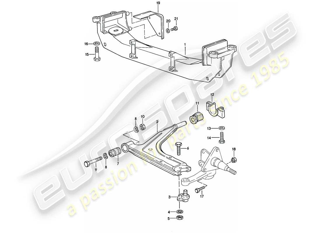 porsche 1982 (944) braccio di controllo del binario - traversa schema delle parti