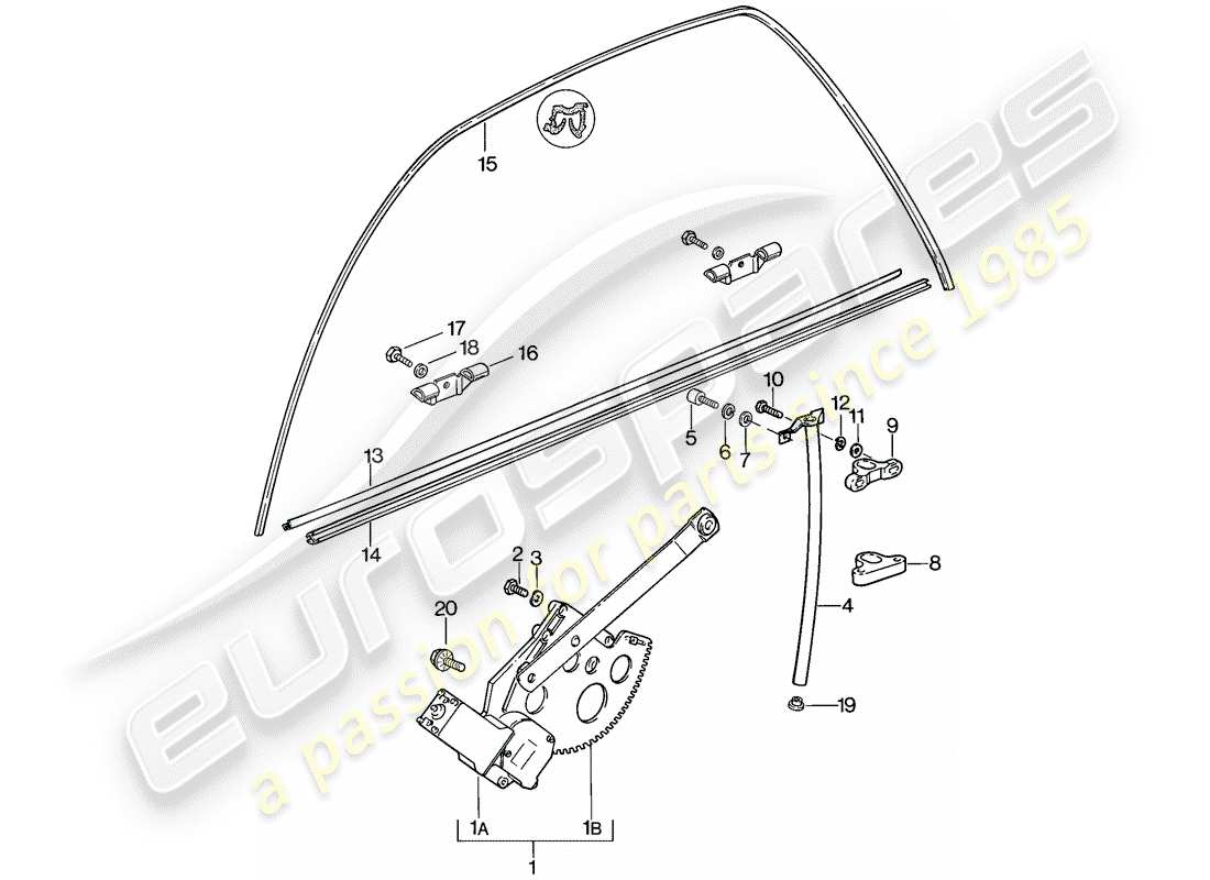 porsche 1978 (928) regolatore della finestra diagramma delle parti