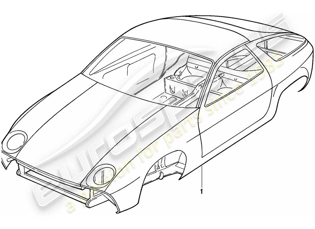 porsche 1983 (928) carrozzeria - primerizzata - sigillata - protezione sottoscocca - spruzzata con riempitivo schema delle parti