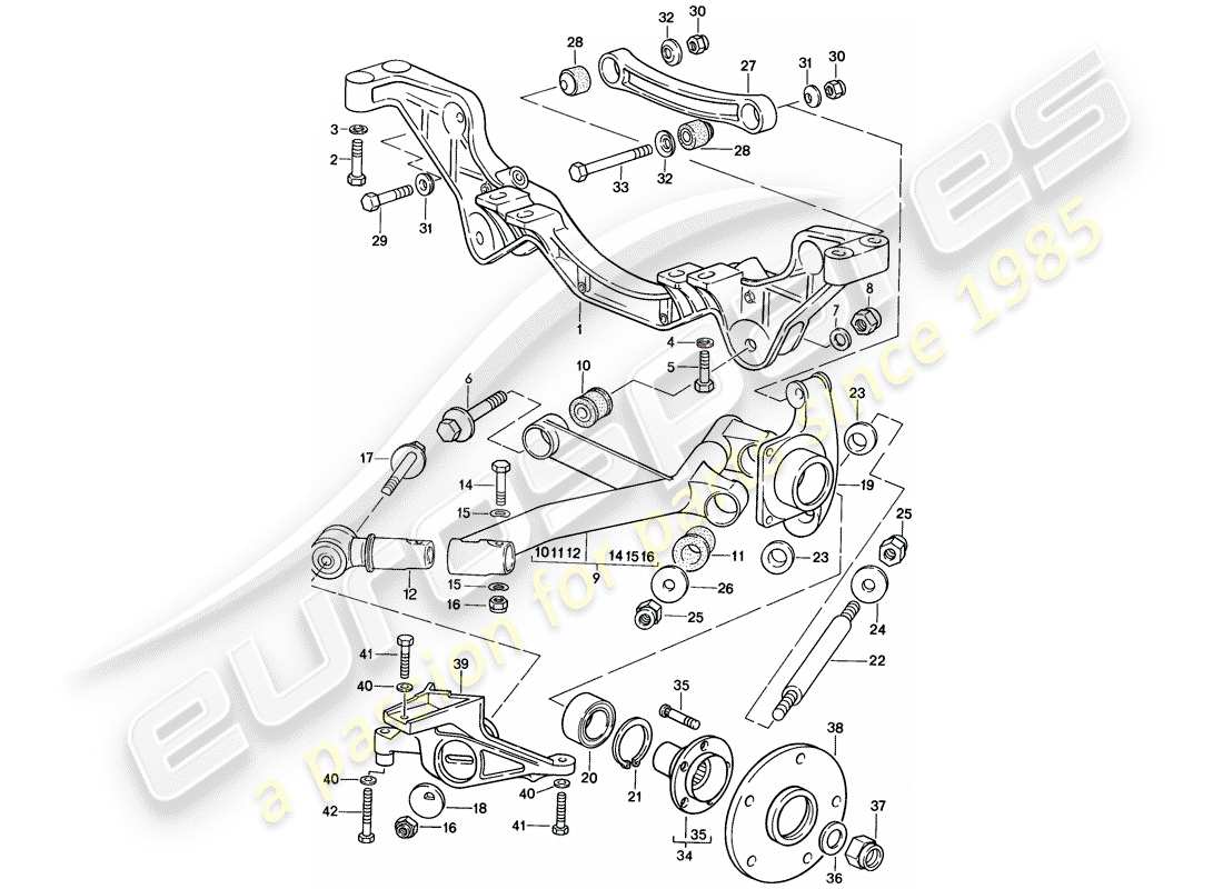 porsche 1986 (928) asse posteriore diagramma delle parti