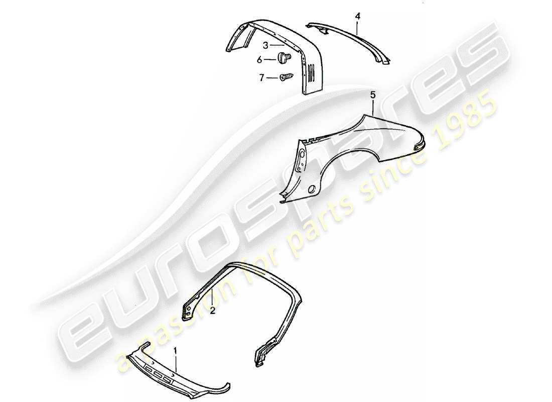 porsche 1983 (911) pannellatura esterna - da adattare utilizzare materiale da officina schema delle parti