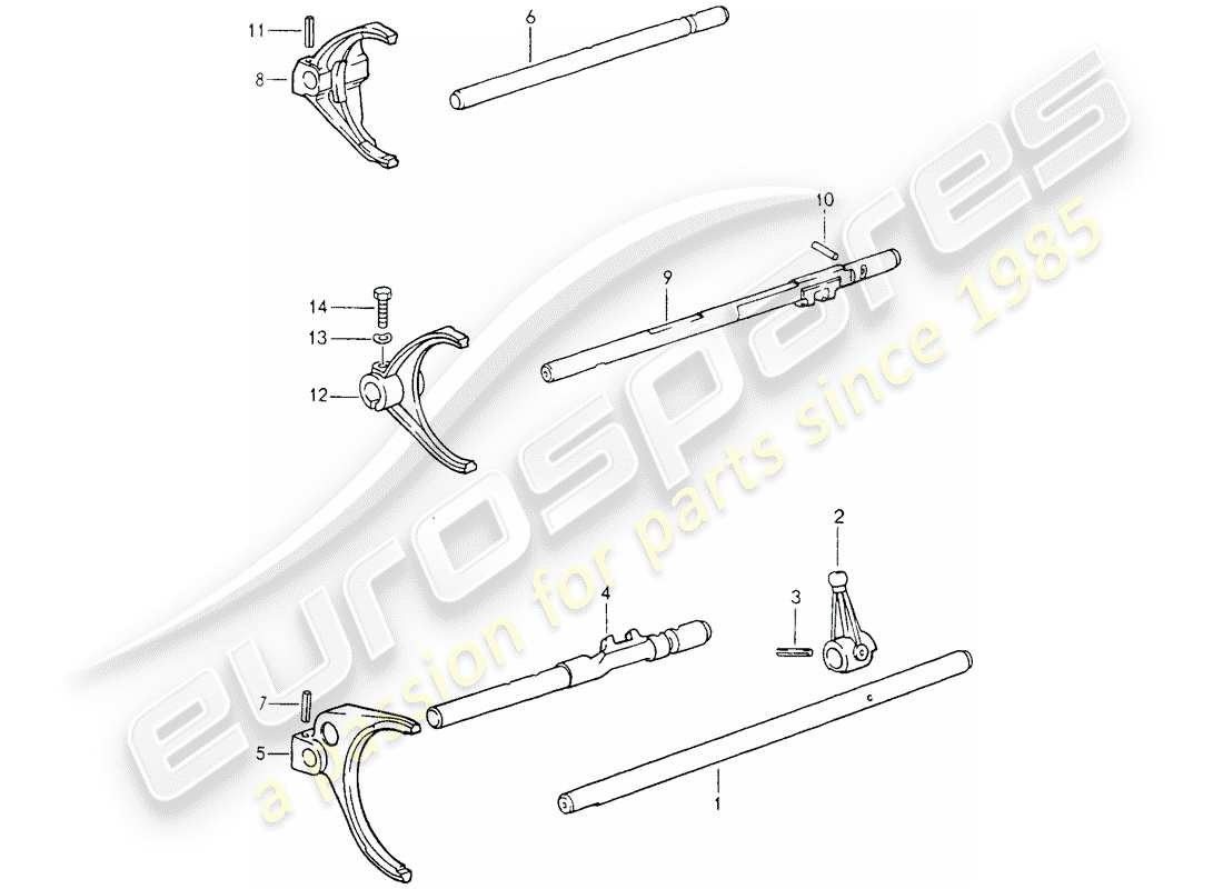 porsche 1990 (964) aste del cambio - forcelle del cambio diagramma delle parti