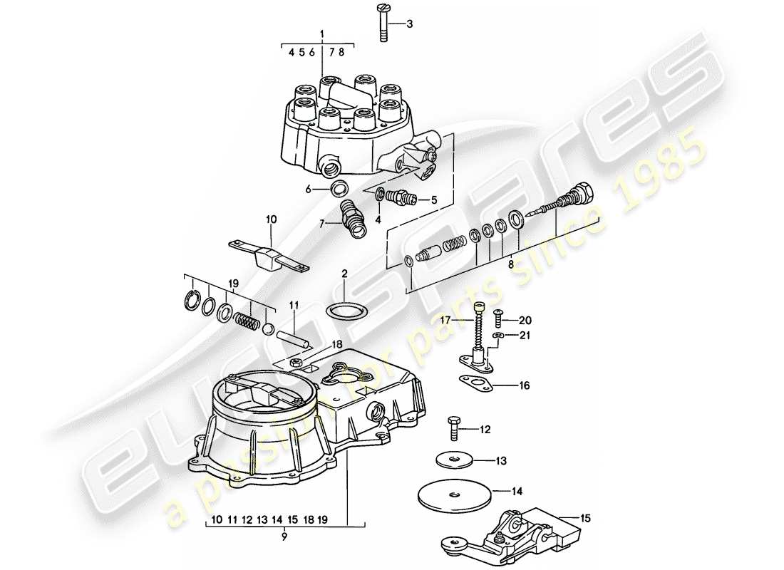 porsche 1981 (928) k-jetronic - 1 - centralina miscela diagramma delle parti