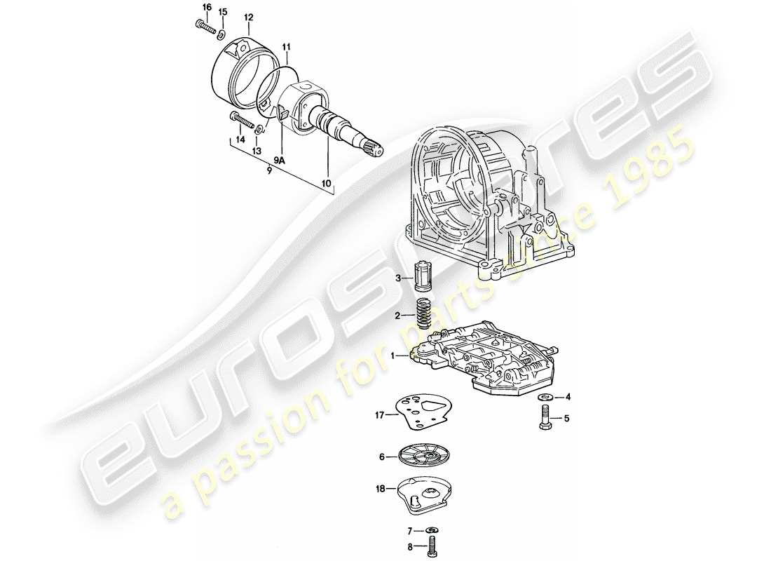 porsche 1979 (924) corpo valvola - filtro olio - regolatore - cambio automatico schema parte