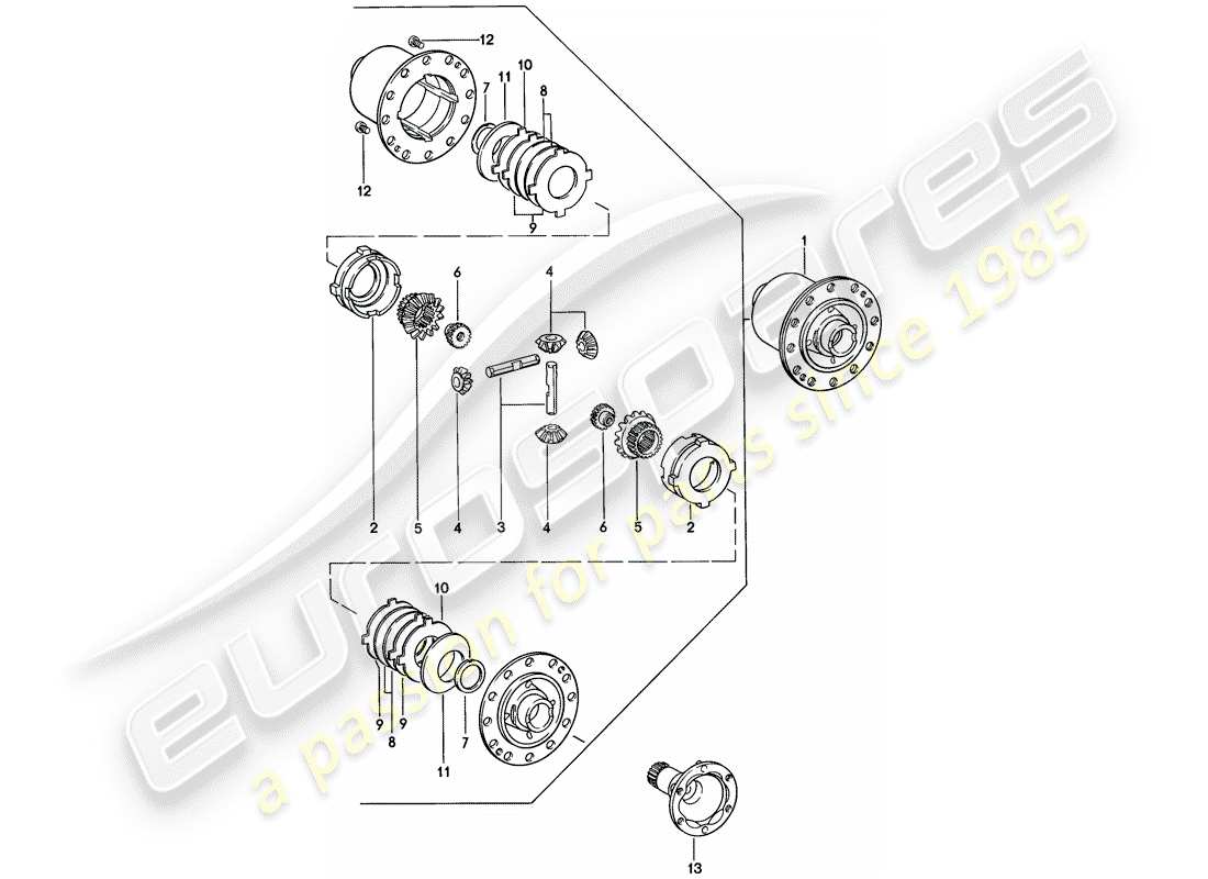 porsche 1979 (924) differenziale a slittamento limitato - 5-speed diagramma delle parti
