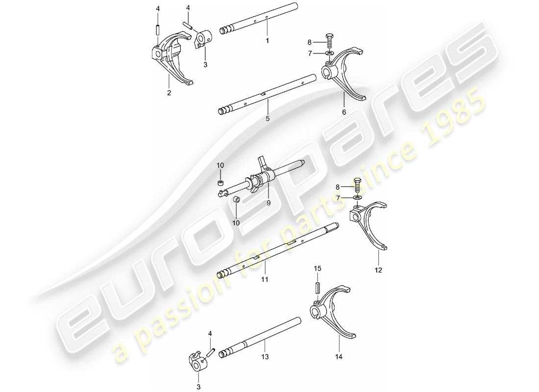 porsche 2004 (996 turbo / gt2) albero selettore diagramma delle parti