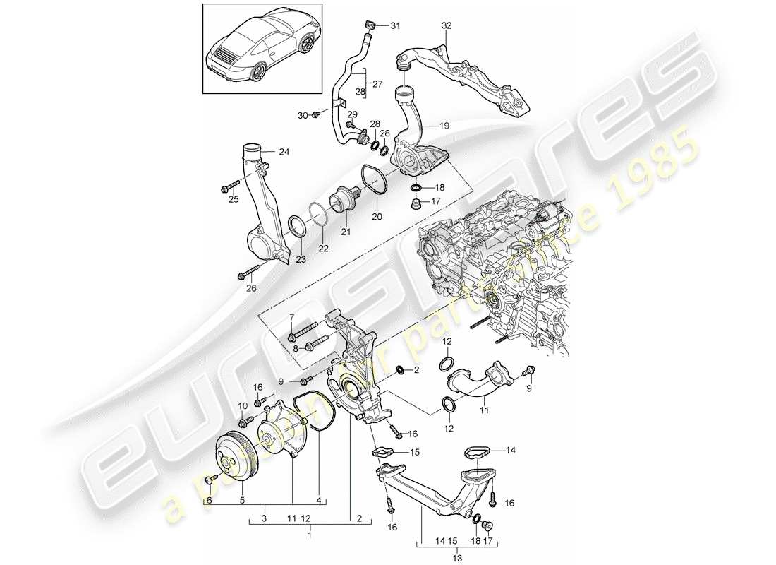 porsche 2012 (997-2) pompa dell'acqua diagramma delle parti
