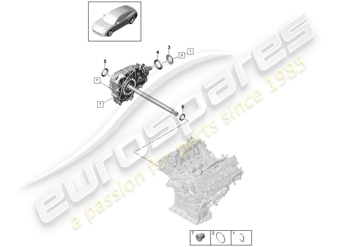 porsche 2017 (panamera 971-1) differenziale assale anteriore diagramma delle parti