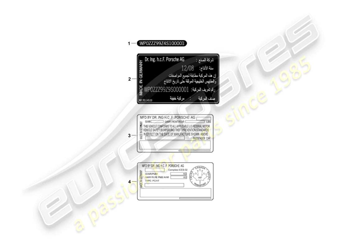 porsche 2011 (987 boxster) segnali/avvisi diagramma delle parti