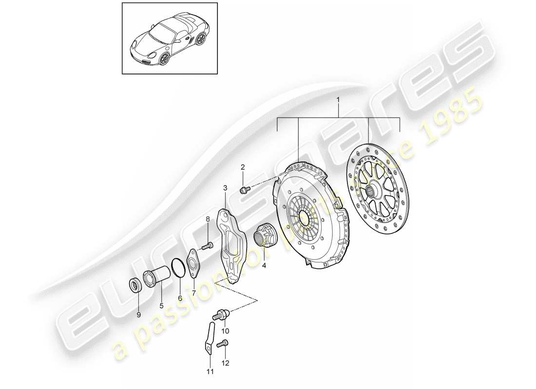 porsche 2011 (987 boxster) frizione diagramma delle parti