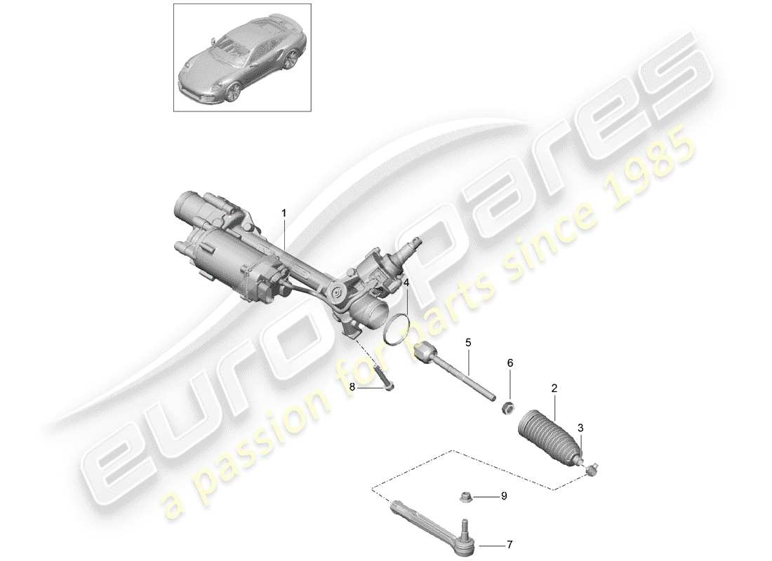 porsche 2017 (991-2 turbo) sterzo diagramma delle parti