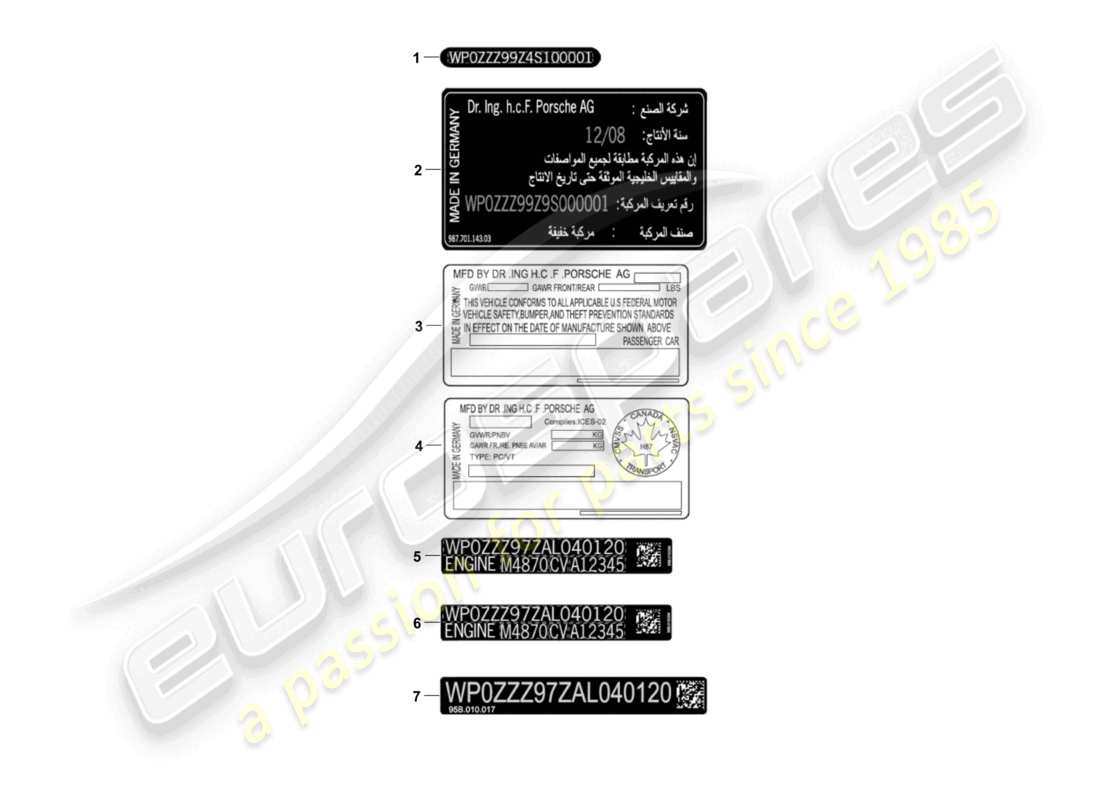porsche 2013 (981 boxster) segnali/avvisi diagramma delle parti