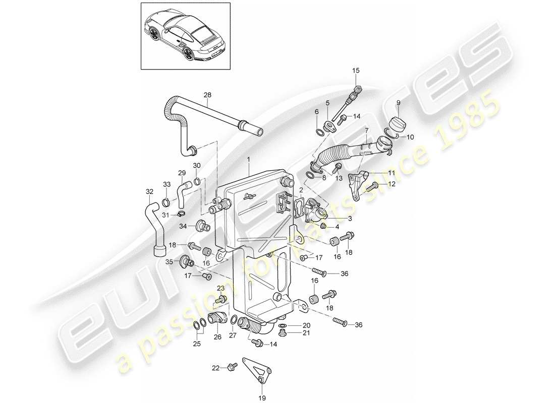 porsche 911 t/gt2rs (2013) lubrificazione del motore diagramma delle parti