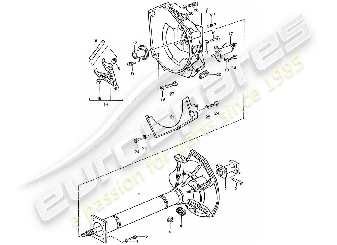 porsche 1991 (944) tubo centrale - per - cambio manuale diagramma delle parti
