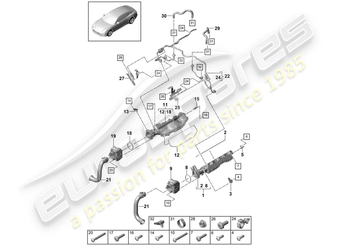 porsche 2017 (panamera 971-1) schema delle parti del tubo di aspirazione