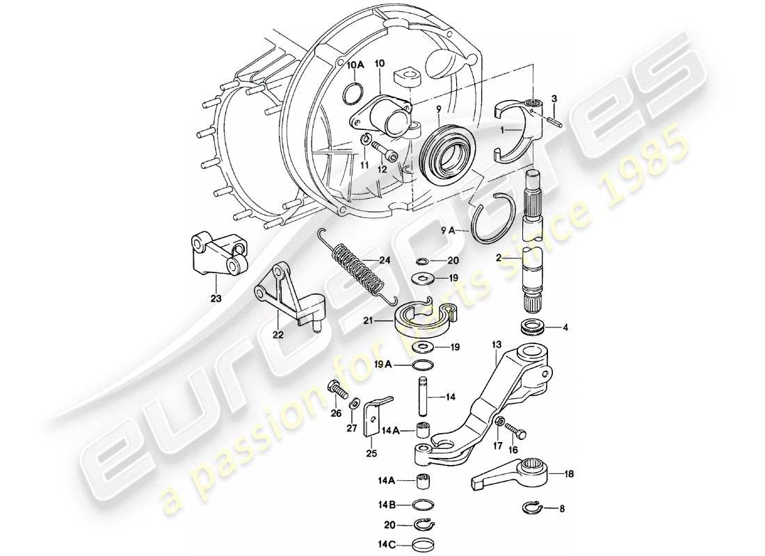 porsche 1982 (911) rilascio della frizione diagramma delle parti