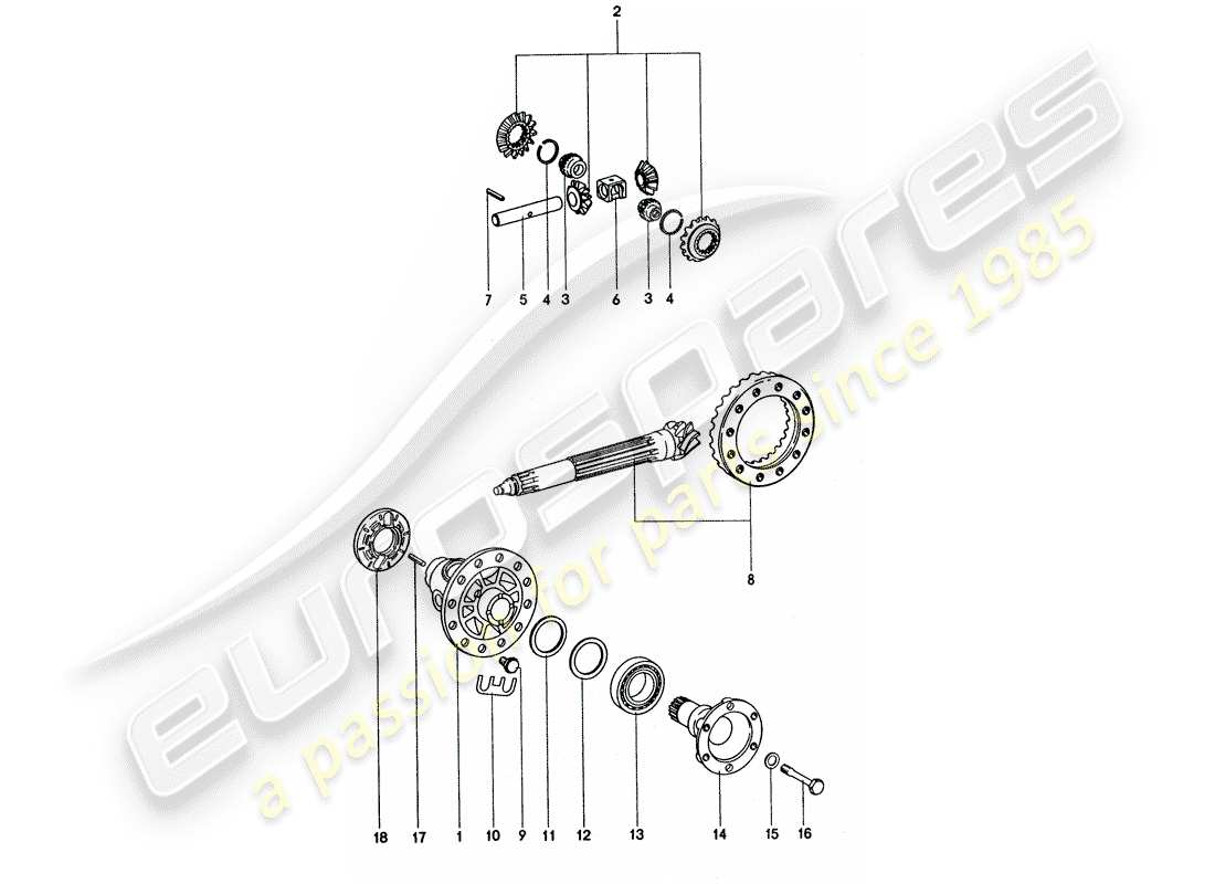 porsche 1977 (911 turbo) differenziale diagramma delle parti