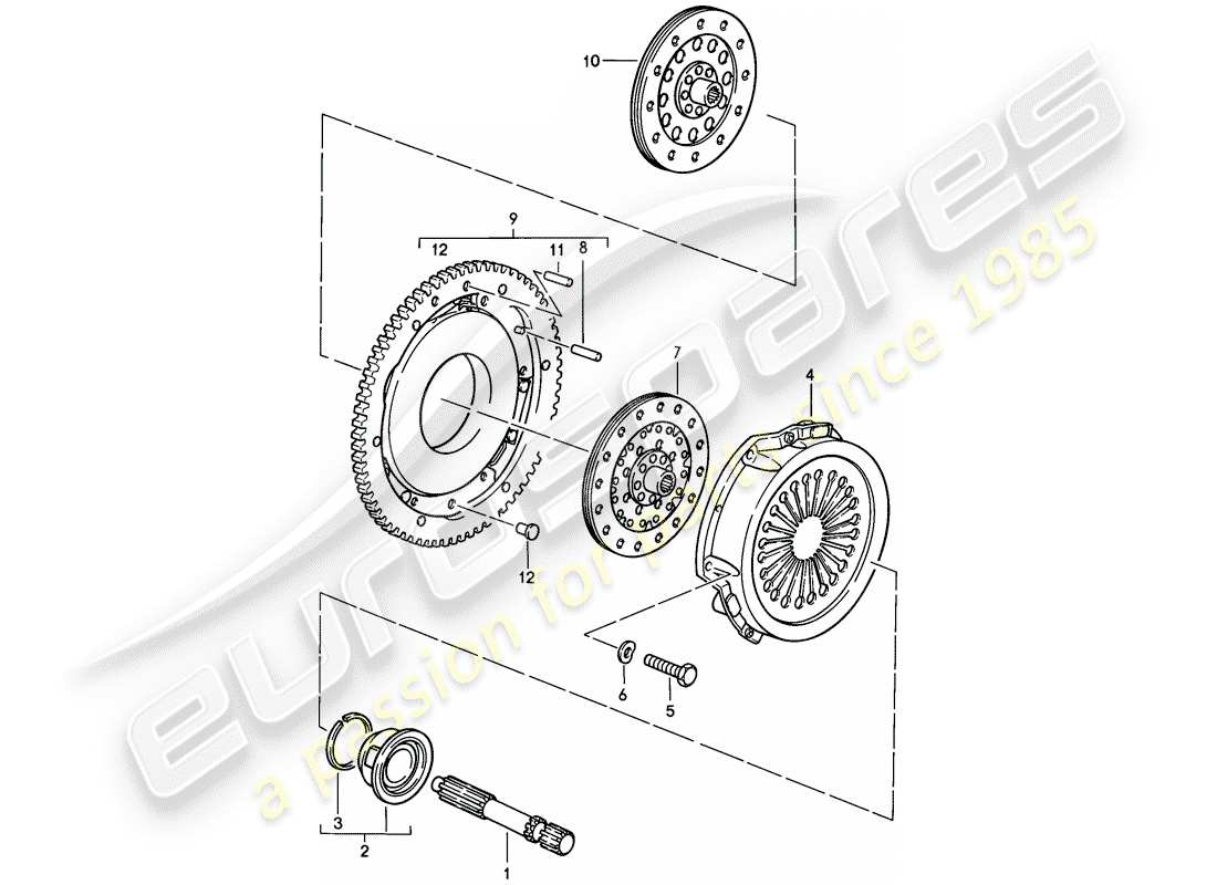 porsche 1983 (928) frizione diagramma delle parti